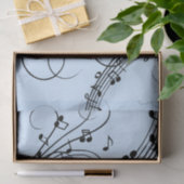 Papier Mousseline Notes de musique fantaisie Bleu (Cadeau)