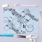Papier Mousseline Notes de musique fantaisie Bleu (Artisanat)