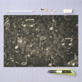 Papier Mousseline Notes de musique Gold Black Decoupage (Artisanat)