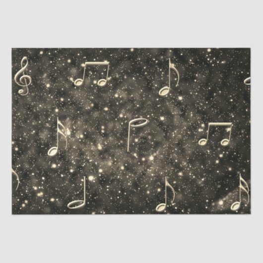 Papier Mousseline Notes de musique Gold Black Decoupage (Recto)