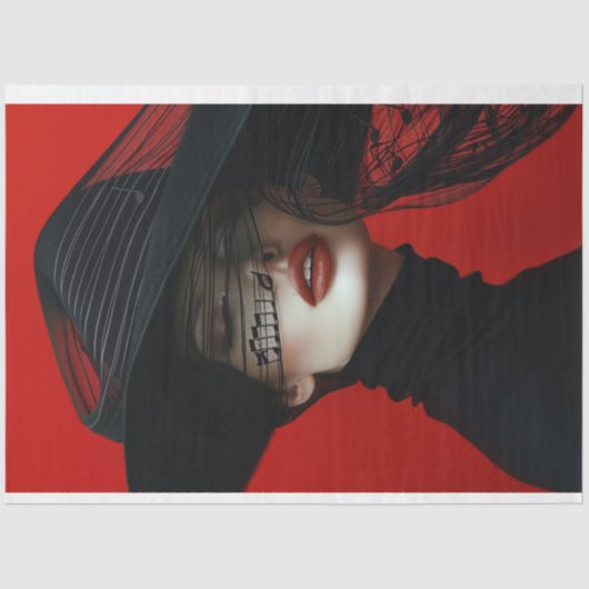 Papier Mousseline Notes de musique Red Black Women Découpage (Recto)