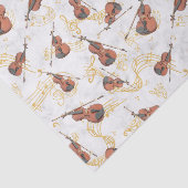 Papier Mousseline Notes de musique Violons et Gold Staves Rubans (Détail)