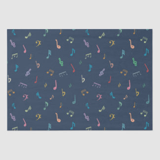 Papier Mousseline Notes musicales bleues
