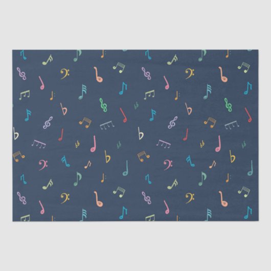 Papier Mousseline Notes musicales bleues (Recto)