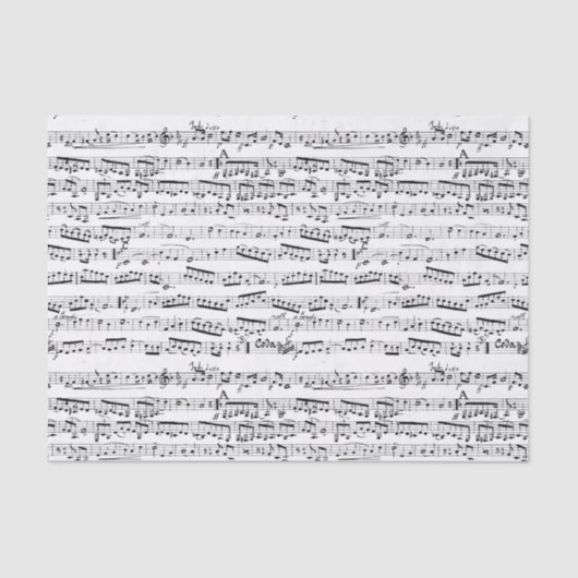 Papier Mousseline Notes musicales noires et blanches (Recto)