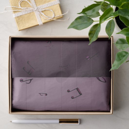 Papier Mousseline Notes musicales Ombre Mauve (Cadeau)