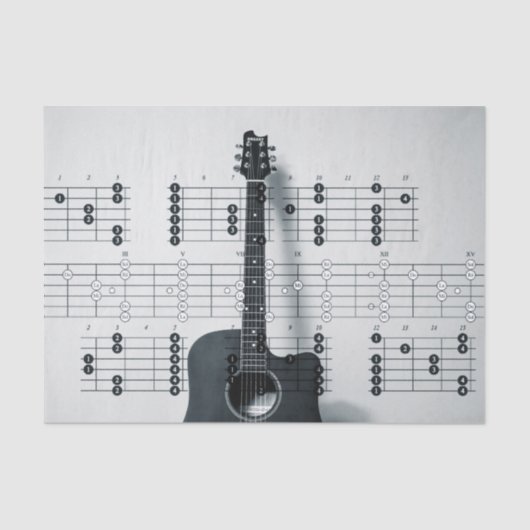 Papier Mousseline Notes musicales Papier Tissu Guitare (Recto)