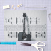 Papier Mousseline Notes musicales Papier Tissu Guitare (Artisanat)