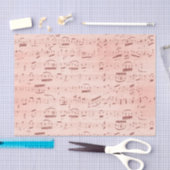 Papier Mousseline Notes musicales Vintages roses (Artisanat)