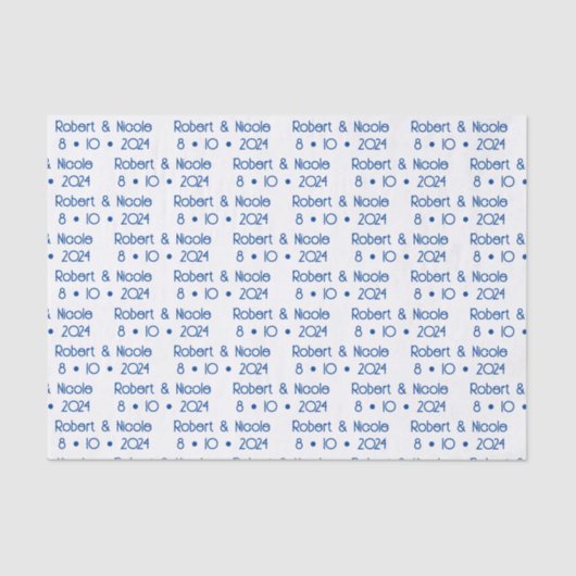 Papier Mousseline Notre Mariage - Nom & Date Tissue Paper, Blanc (Recto)