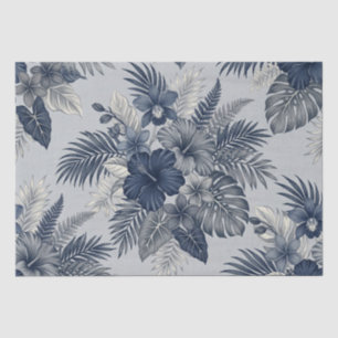 Papier Mousseline Nourison Aloha Floral Bloom Bleu & Gris