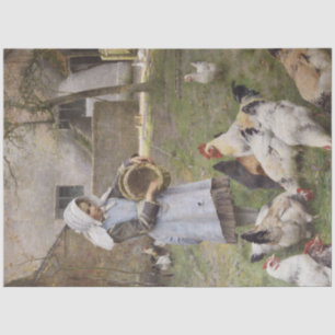 Papier Mousseline Nourrir les poulets (par Walter Frederick Osborne)