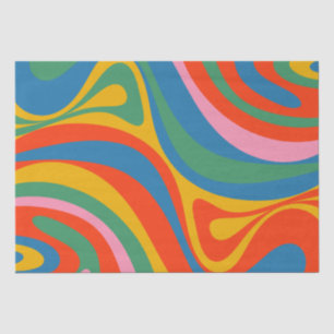 Papier Mousseline Nouveau Motif Abstrait coloré Groove Retro Trippy