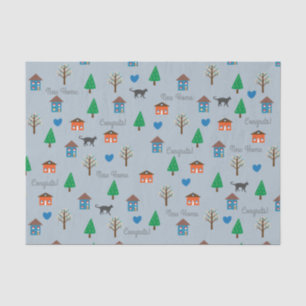Papier Mousseline Nouvelle maison Félicitations Motif avec Maisons e