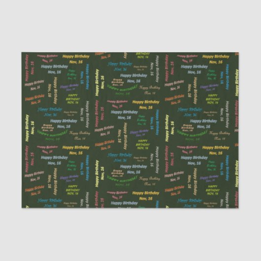 Papier Mousseline Novembre, 16 Anniversaire Tissue Paper (Recto)