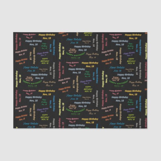 Papier Mousseline Novembre, 18 Anniversaire Tissue Paper (Recto)