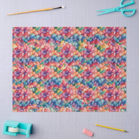 Papier Mousseline Nuages arc-en-ciel (Artisanat)