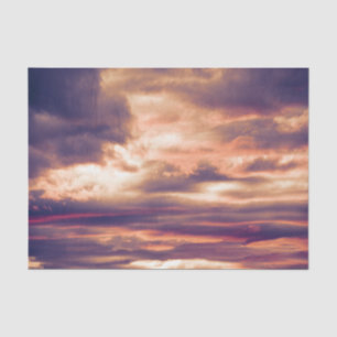 Papier Mousseline Nuages Beau Coucher de Soleil Orange Violet Ciel