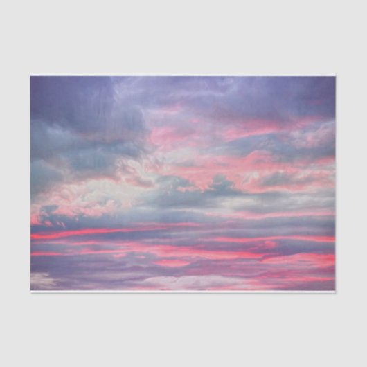 Papier Mousseline Nuages Beau Pink Blanc Bleu Ciel Peint (Recto)