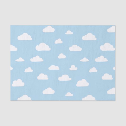 Papier Mousseline Nuages blancs de bande dessinée sur le motif bleu (Recto)