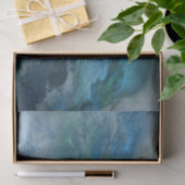 Papier Mousseline Nuages bleus/verts Abstraits - Papier de tissus (Cadeau)