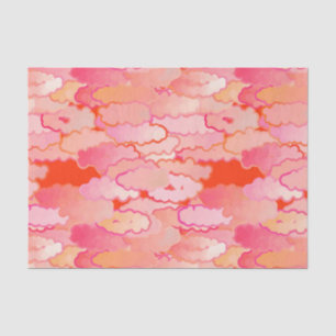 Papier Mousseline Nuages japonais, coucher du soleil, corail,