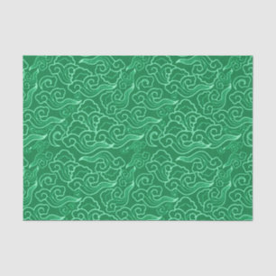 Papier Mousseline Nuages japonais vintages, vert de jade