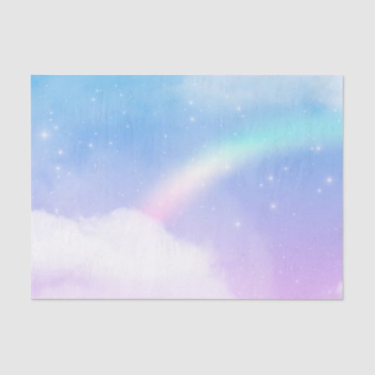 Papier Mousseline Nuages pastel magiques et arc-en-ciel (Recto)
