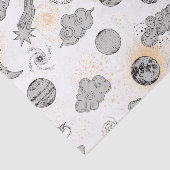 Papier Mousseline Nuages planètes tournant étoiles étoile noir blanc (Détail)