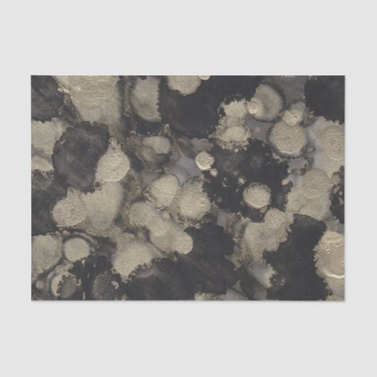 Papier Mousseline Nuances de papier de tissus noir et or (Recto)