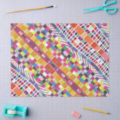 Papier Mousseline Nuances rouges et pixels colorés (Artisanat)