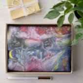 PAPIER MOUSSELINE NUIT DE NOËL /SANTA CLAUS JOUER AU HARP (Cadeau)