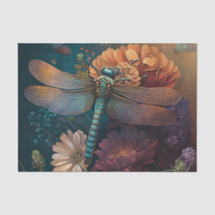 Papier Mousseline Nuit d'été Minuit Dragonfly Flower Decoupage