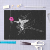 Papier Mousseline Nuit fée avec Fleur rose (Artisanat)