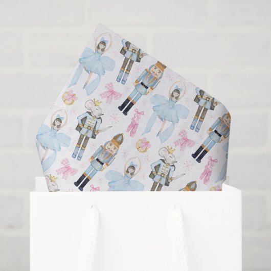 Papier Mousseline Nutcracker aquarelle Noël (Sac cadeau)