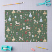 Papier Mousseline Nutcracker Christmas Ballet Aquarelle Vintage (Artisanat)