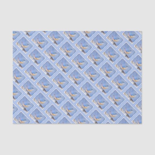 Papier Mousseline Nuthatch à poitrine rouge Peinture d'art original  (Recto)