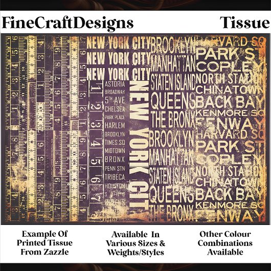 Papier Mousseline NYC Urban Typography Collage Panel FB3 Decoupage