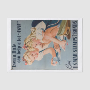 Papier Mousseline Obligations de guerre vintage mère et fille