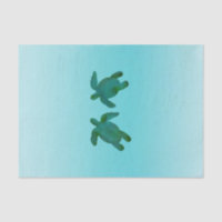 Océan Aquarelle Vert Bleu 2 Tortues Marines