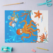 Papier Mousseline Océan Aquatique Cute Octopus Poisson Découpage (Artisanat)