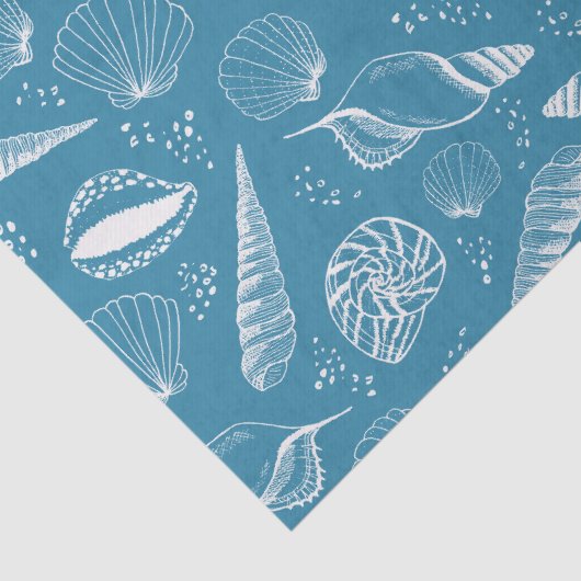 Papier Mousseline Océan bleu coquillage (Détail)