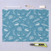 Papier Mousseline Océan bleu coquillage (Artisanat)