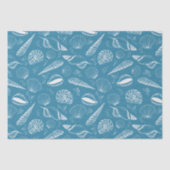 Papier Mousseline Océan bleu coquillage (Recto)