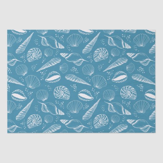 Papier Mousseline Océan bleu coquillage (Recto)