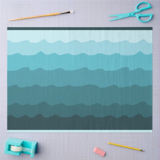 Papier Mousseline Ocean Blue Waves Minimal Beach Vibes Découpage (Artisanat)