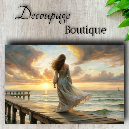 Papier Mousseline Ocean Dreams Romantic Seascape @ Sunset Decoupage