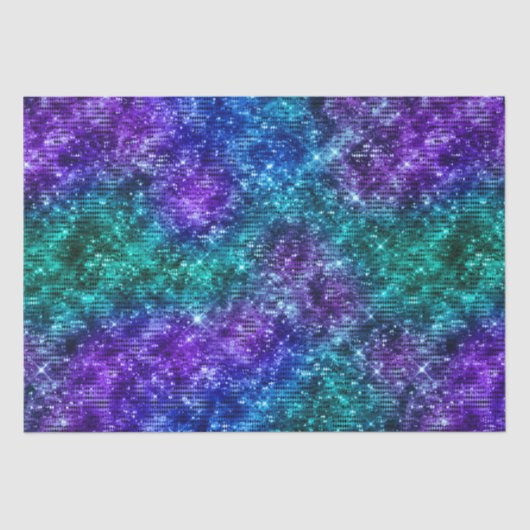 Papier Mousseline Océan Glamor violet et Parties scintillant Turquoi (Recto)