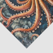 Papier Mousseline Océan Octopus Bleu profond (Détail)