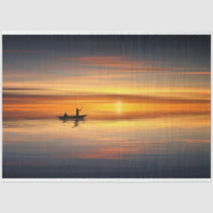 Papier Mousseline Ocean Sunset Bateau de pêche Découpage Tissu Papie